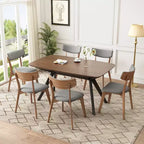 Christopher Knight Home Lara Ensemble de salle à manger 7 pièces en hévéa et tissu, style moderne du milieu du siècle