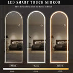 Miroir arqué pleine longueur LED 24x65 avec lumières LED, Miroir sur pied pour chambre à coucher, Miroir pleine longueur mural, Miroir en A