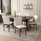 Christopher Knight Home Latisha 7 Piece Mid-Century Modern Rubberwood Upholstered Dining Set