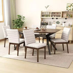 Christopher Knight Home Latisha 7 Piece Mid-Century Modern Rubberwood Upholstered Dining Set
