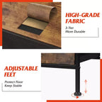 Commode large à 6 tiroirs, Meuble TV en tissu pour TV 50 pouces, Cadre en métal, Plateau en bois, Commode de rangement en tissu pour chambre, couloir, entrée,
