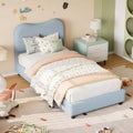 Acekool Bed Frame for Kids, Velvet Upholstered Headboard, Low Profile Platform Bed, No Box Spring Needed, Strong Wooden Slats, Noise Free