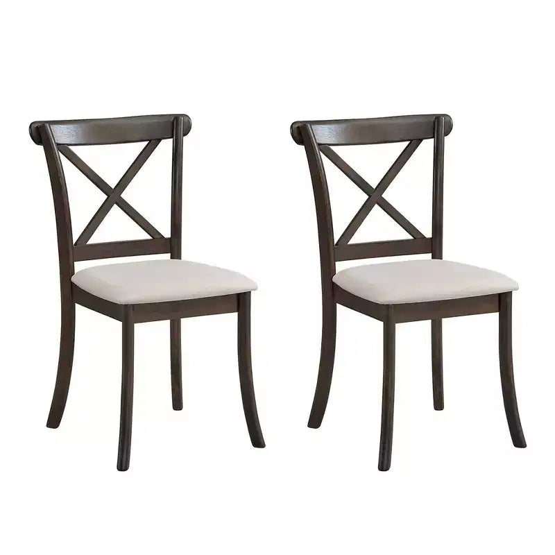 Lot de 2 chaises de salle à manger en bois Vatros, chaises de salle à manger modernes rembourrées