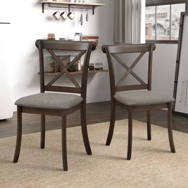 Lot de 2 chaises de salle à manger en bois Vatros, chaises de salle à manger modernes rembourrées