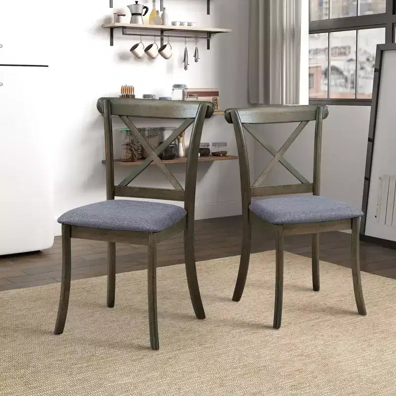Lot de 2 chaises de salle à manger en bois Vatros, chaises de salle à manger modernes rembourrées