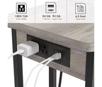 C-Shaped Foldable Side Table with Built-In Charging Station, USB Ports, and Outlets for Living Room and Bedroom - Compact, Narrow Design