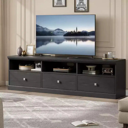 Acekool Wood TV Stand for 75 TV, Mid-Century Modern Entertainment Center with 3 Drawers for Living Room