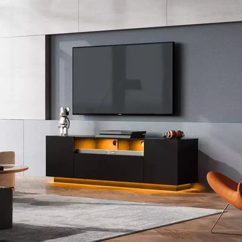 Meuble TV pour téléviseur de 65 pouces, meuble de divertissement de 58 pouces avec armoire de rangement