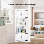 VEVOR 68 Tall Corner Storage Cabinet, 6 Tiers Farmhouse Storage Cabinet with 4 Wooden Doors & Adjustable Shelves,Freestanding Corner Kitchen Cabinet