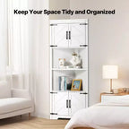 VEVOR 68 Tall Corner Storage Cabinet, 6 Tiers Farmhouse Storage Cabinet with 4 Wooden Doors & Adjustable Shelves,Freestanding Corner Kitchen Cabinet