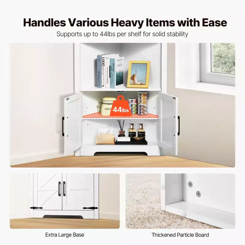 VEVOR 68 Tall Corner Storage Cabinet, 6 Tiers Farmhouse Storage Cabinet with 4 Wooden Doors & Adjustable Shelves,Freestanding Corner Kitchen Cabinet