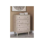 Signature Design by Ashley Birkmore 4-Drawer Chest, Light Oak Finish with Lined Drawers, Tan