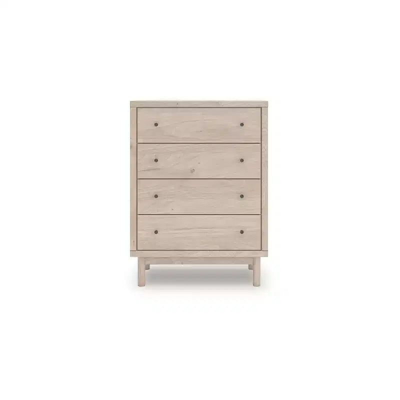 Signature Design by Ashley Birkmore 4-Drawer Chest, Light Oak Finish with Lined Drawers, Tan