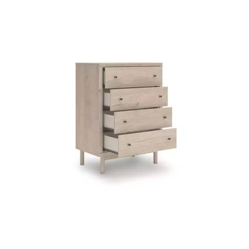 Signature Design by Ashley Birkmore 4-Drawer Chest, Light Oak Finish with Lined Drawers, Tan