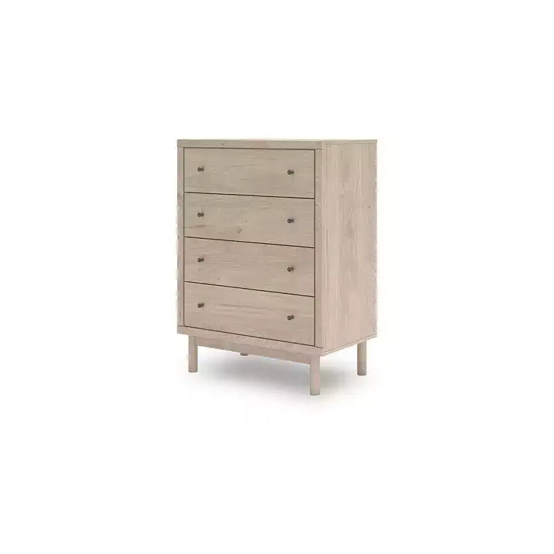 Signature Design by Ashley Birkmore 4-Drawer Chest, Light Oak Finish with Lined Drawers, Tan
