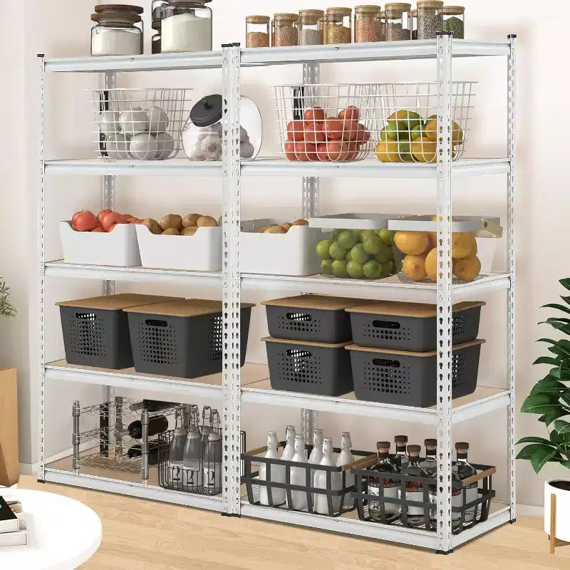 Étagères de rangement à 5 niveaux pour garage, Étagères industrielles métalliques/Étagères de rangement pour le désordre, Étagères de rangement pour placard, Garage, Cuisine, Sous-sol, Buanderie