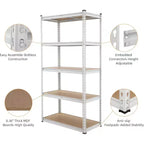 Étagères de rangement à 5 niveaux pour garage, Étagères industrielles métalliques/Étagères de rangement pour le désordre, Étagères de rangement pour placard, Garage, Cuisine, Sous-sol, Buanderie