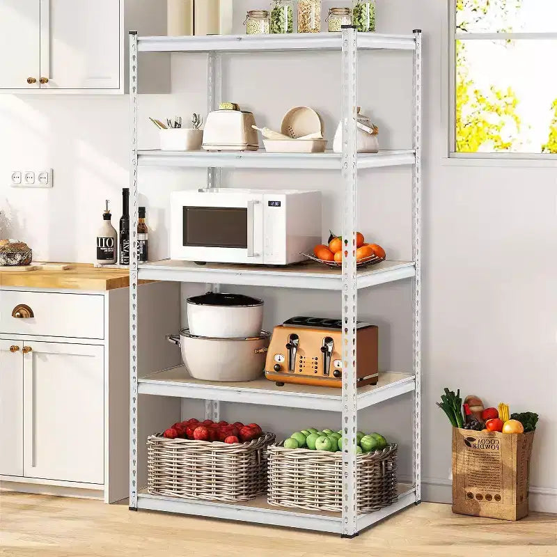 Étagères de rangement à 5 niveaux pour garage, Étagères industrielles métalliques/Étagères de rangement pour le désordre, Étagères de rangement pour placard, Garage, Cuisine, Sous-sol, Buanderie