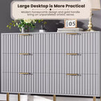 Commode à 6 tiroirs cannelés Whizmax, commode moderne de 137 cm de large avec rangement profond, grande commode double, meuble TV, organisateur en bois pour chambre/salon/enfants