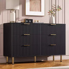Whizmax Fluted 6-Drawer Dresser, 54 Wide Modern Chest with Deep Storage, Large Double Dresser, TV Stand, Wood Organizer for Bedroom/Living Room/Kids