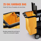 Chariot de nettoyage VEVOR, chariot de conciergerie commercial à 3 étagères, chariot de ménage en plastique d'une capacité de 90 kg, avec sac et couvercle en PVC de 95 litres