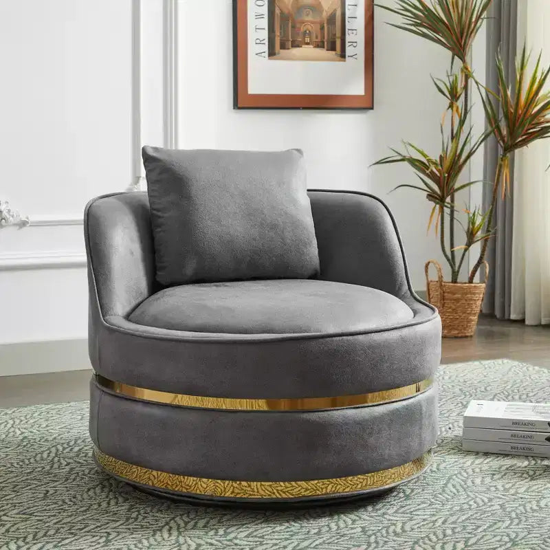 GDFStudio Edgar Modern Faux Leather 360 Swivel Upholstered Accent Chair