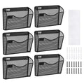 VEVOR File Wall Rack, Six-Piece 1 Pocket Mesh Wall File Holder, Wall Mounted Magazine Mail Paper & Document Storage Folder, Metal Wall File Organizer