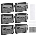 VEVOR File Wall Rack, Six-Piece 1 Pocket Mesh Wall File Holder, Wall Mounted Magazine Mail Paper & Document Storage Folder, Metal Wall File Organizer