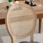 Lot de 2 chaises de salle à manger de style français Chaises rembourrées Chaises d'appoint Chaises sans accoudoirs avec dossier en rotin/dossier rembourré, naturel+beige/gris-ModernLuxe