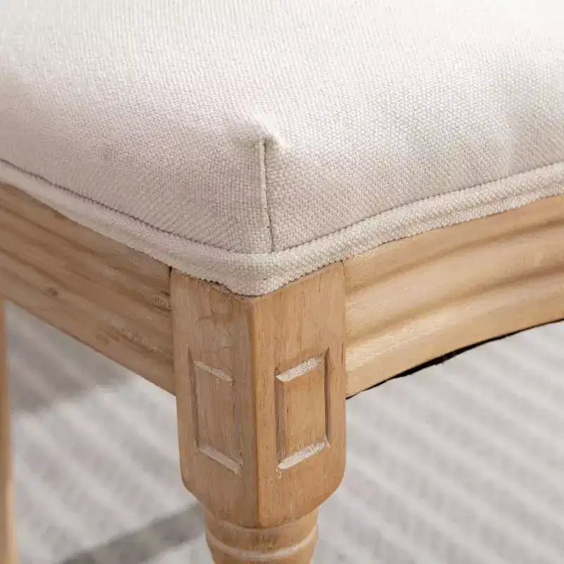 Lot de 2 chaises de salle à manger de style français Chaises rembourrées Chaises d'appoint Chaises sans accoudoirs avec dossier en rotin/dossier rembourré, naturel+beige/gris-ModernLuxe