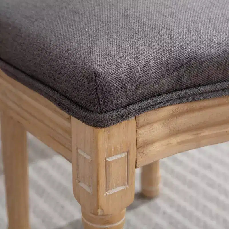 Lot de 2 chaises de salle à manger de style français Chaises rembourrées Chaises d'appoint Chaises sans accoudoirs avec dossier en rotin/dossier rembourré, naturel+beige/gris-ModernLuxe
