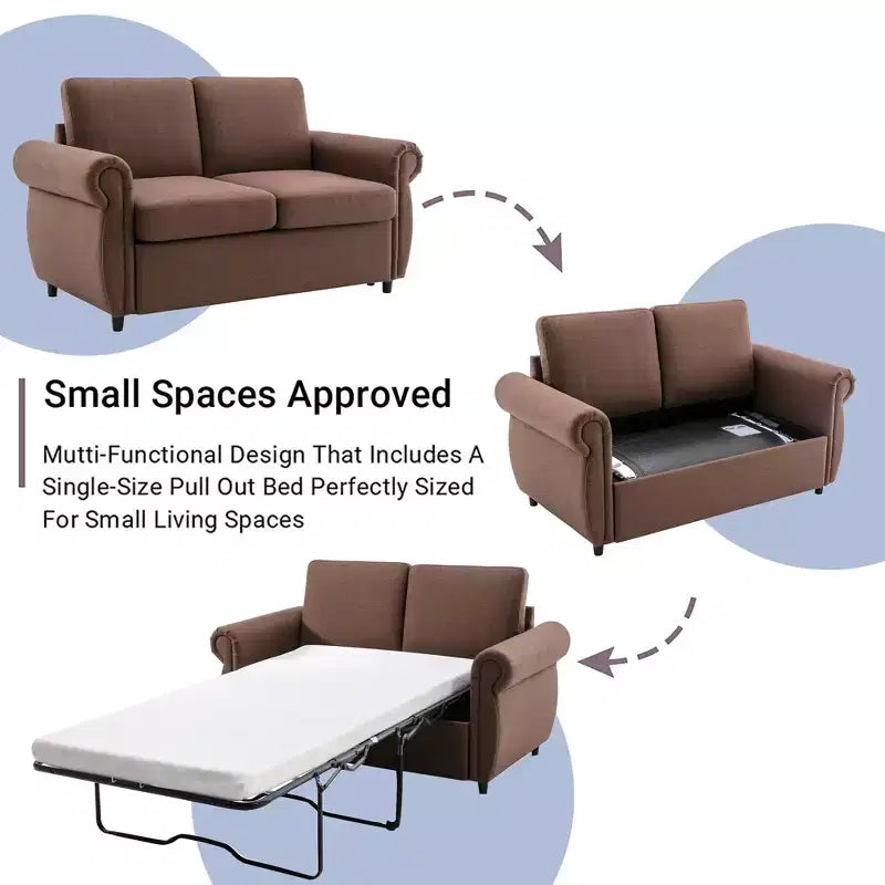 57,9 Orisfur Canapé-lit convertible avec matelas en mousse à mémoire de forme et ports USB – Causeuse convertible pour petits espaces