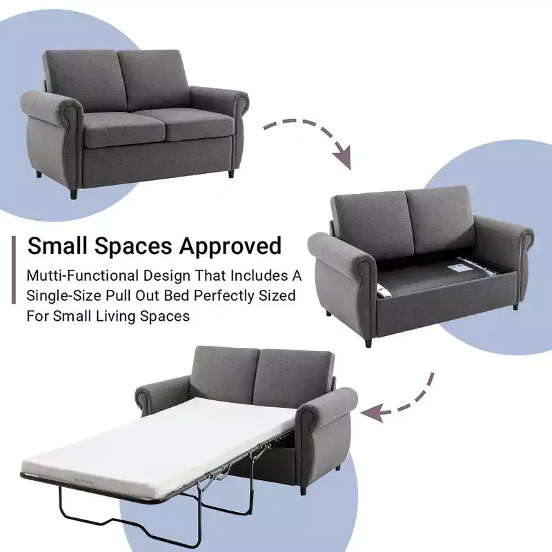 57,9 Orisfur Canapé-lit convertible avec matelas en mousse à mémoire de forme et ports USB – Causeuse convertible pour petits espaces