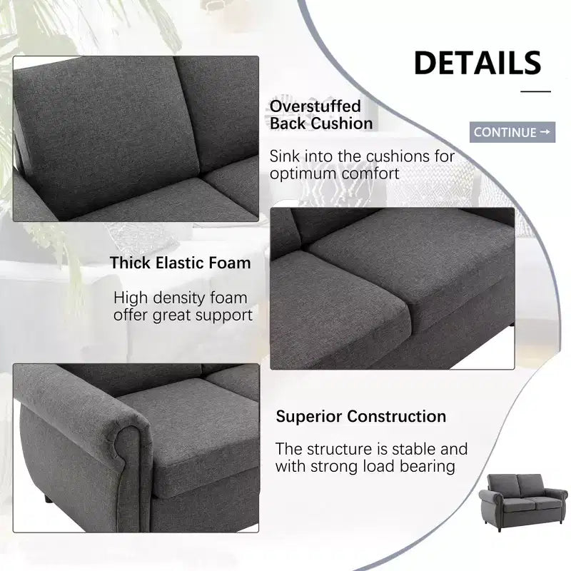 57,9 Orisfur Canapé-lit convertible avec matelas en mousse à mémoire de forme et ports USB – Causeuse convertible pour petits espaces