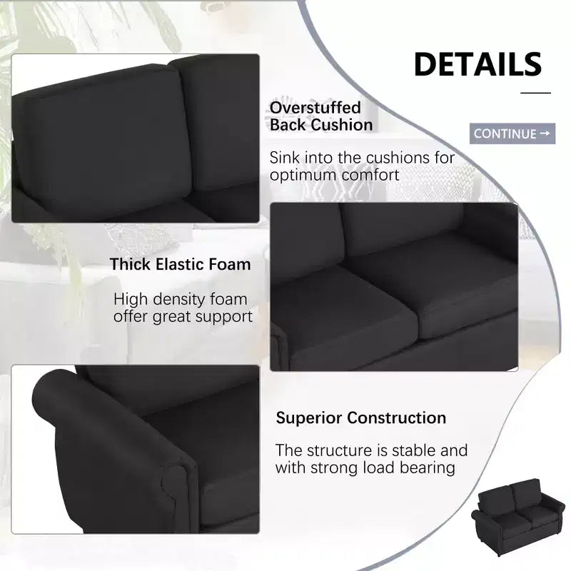 57,9 Orisfur Canapé-lit convertible avec matelas en mousse à mémoire de forme et ports USB – Causeuse convertible pour petits espaces