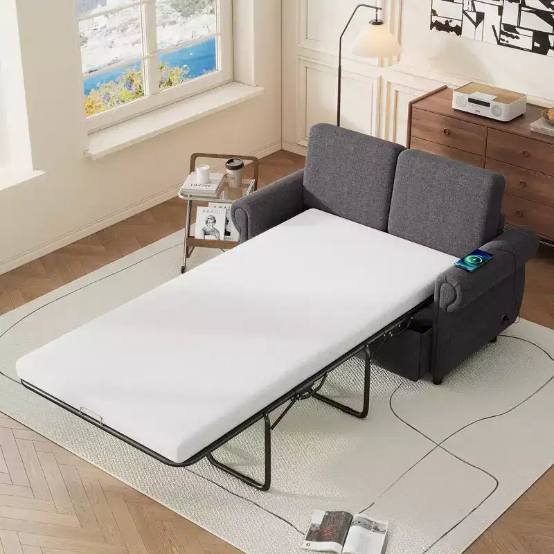 57,9 Orisfur Canapé-lit convertible avec matelas en mousse à mémoire de forme et ports USB – Causeuse convertible pour petits espaces