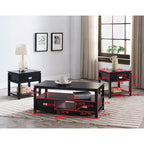 Kings Brand Furniture Willard - Ensemble de 3 tables d'appoint en bois avec table basse et tables de bout, plusieurs finitions disponibles