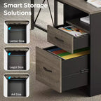 Bestier Bureau d'angle 160 cm avec 4 tiroirs, bureau de direction avec support de moniteur et tiroirs de classement pour bureau à domicile
