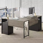 Bestier Bureau d'angle 160 cm avec 4 tiroirs, bureau de direction avec support de moniteur et tiroirs de classement pour bureau à domicile