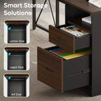 Bestier Bureau d'angle 160 cm avec 4 tiroirs, bureau de direction avec support de moniteur et tiroirs de classement pour bureau à domicile