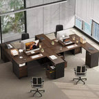 Bestier Bureau d'angle 160 cm avec 4 tiroirs, bureau de direction avec support de moniteur et tiroirs de classement pour bureau à domicile