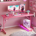 Bestier 52 inch Gaming Desk with Power Strip and LED Monitor Stand for Home Office