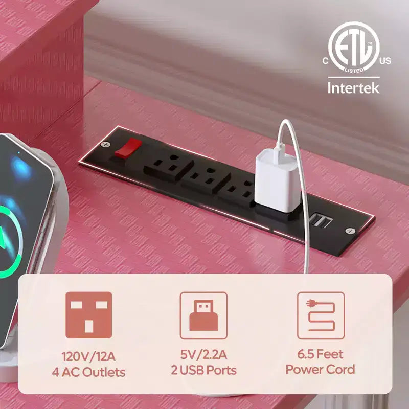Bestier 52 inch Gaming Desk with Power Strip and LED Monitor Stand for Home Office