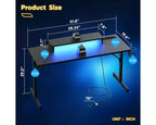 Bestier 52 inch Gaming Desk with Power Strip and LED Monitor Stand for Home Office