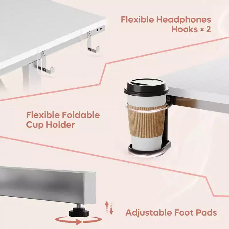 Bestier 52 inch Gaming Desk with Power Strip and LED Monitor Stand for Home Office