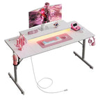 Bestier 52 inch Gaming Desk with Power Strip and LED Monitor Stand for Home Office