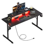 Bestier 52 inch Gaming Desk with Power Strip and LED Monitor Stand for Home Office