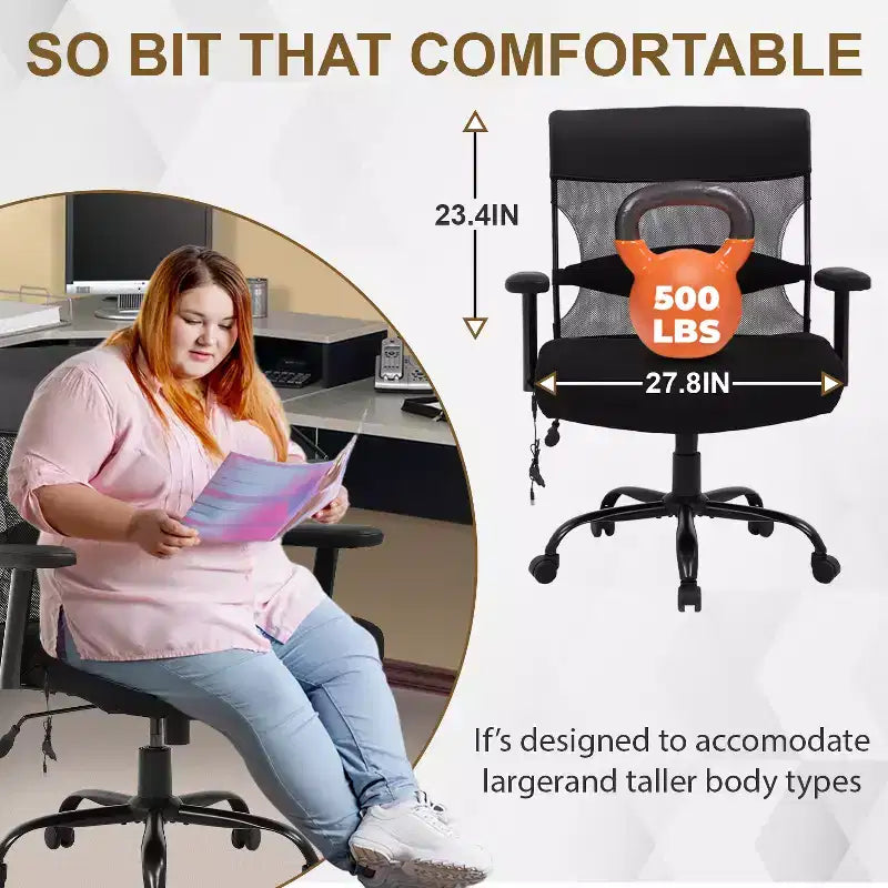 Chaise de bureau BestMassage Grande Taille avec Assise Large et Support Lombaire