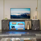 Bestier 70 TV Stand for up to 75 inch TV, LED Gaming Entertainment Center with Storage Cabinet, Media Console with Adjustable Tempered Glass Shelf