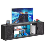 Bestier 70 TV Stand for up to 75 inch TV, LED Gaming Entertainment Center with Storage Cabinet, Media Console with Adjustable Tempered Glass Shelf